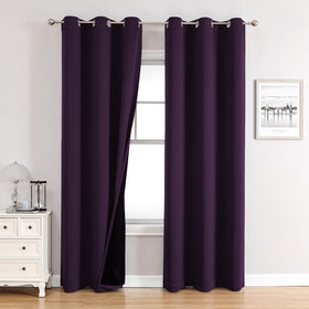 100% Blackout Thermal Insulated Grommet Curtains Set