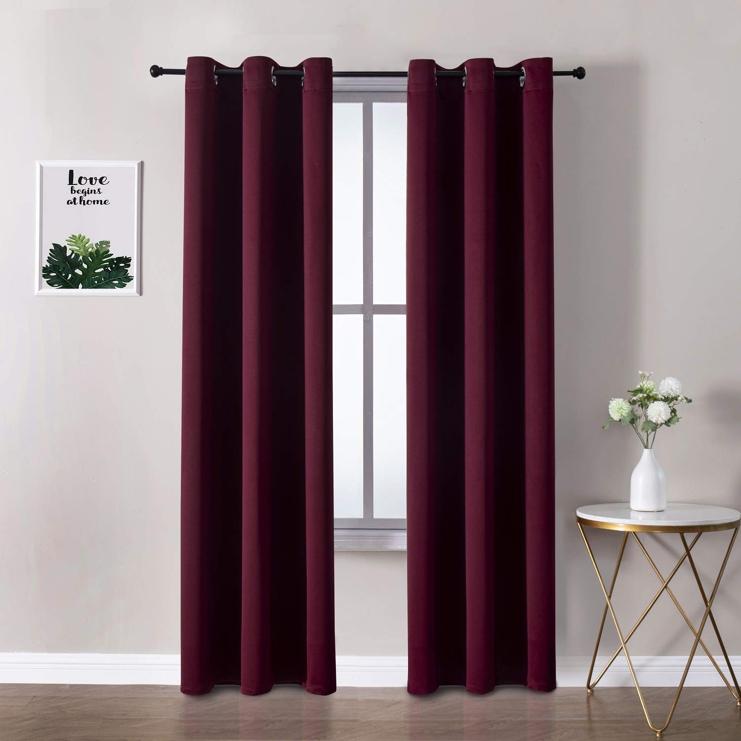 Grommet Blackout Curtains Set for Bedroom & Living Room