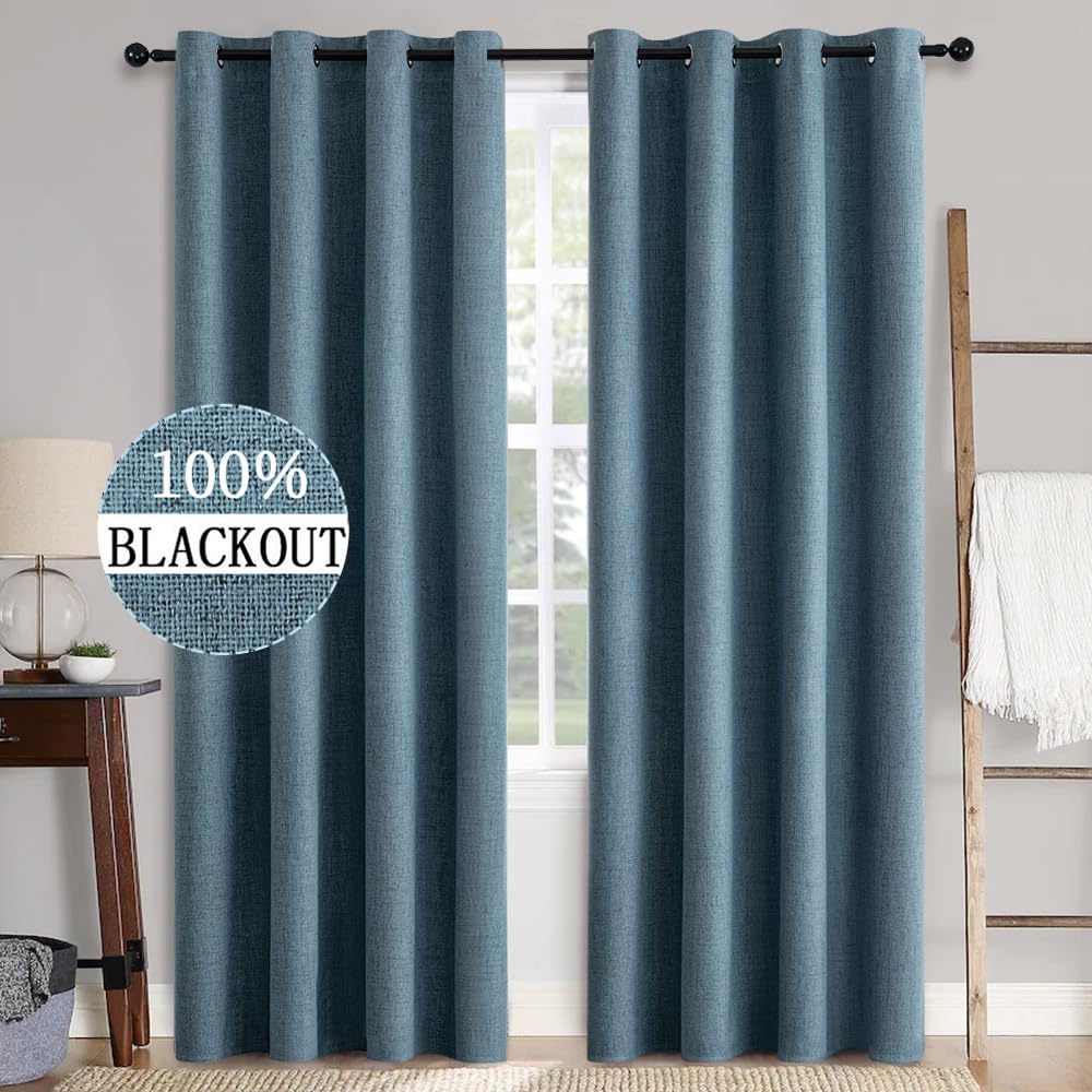 100% Blackout Linen Curtains for Bedroom & Living Room