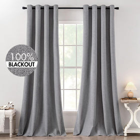 100% Blackout Linen Curtains for Bedroom & Living Room