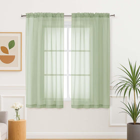 Airy Sheer Voile Curtains Set for Living Room & Bedroom