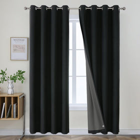 Joydeco 52 Inch Wide Bedroom 100% Faxu Linen Textured Privacy Curtains