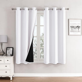 100% Blackout Thermal Insulated Grommet Curtains Set