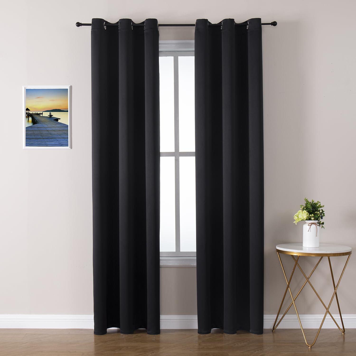 Grommet Blackout Curtains Set for Bedroom & Living Room