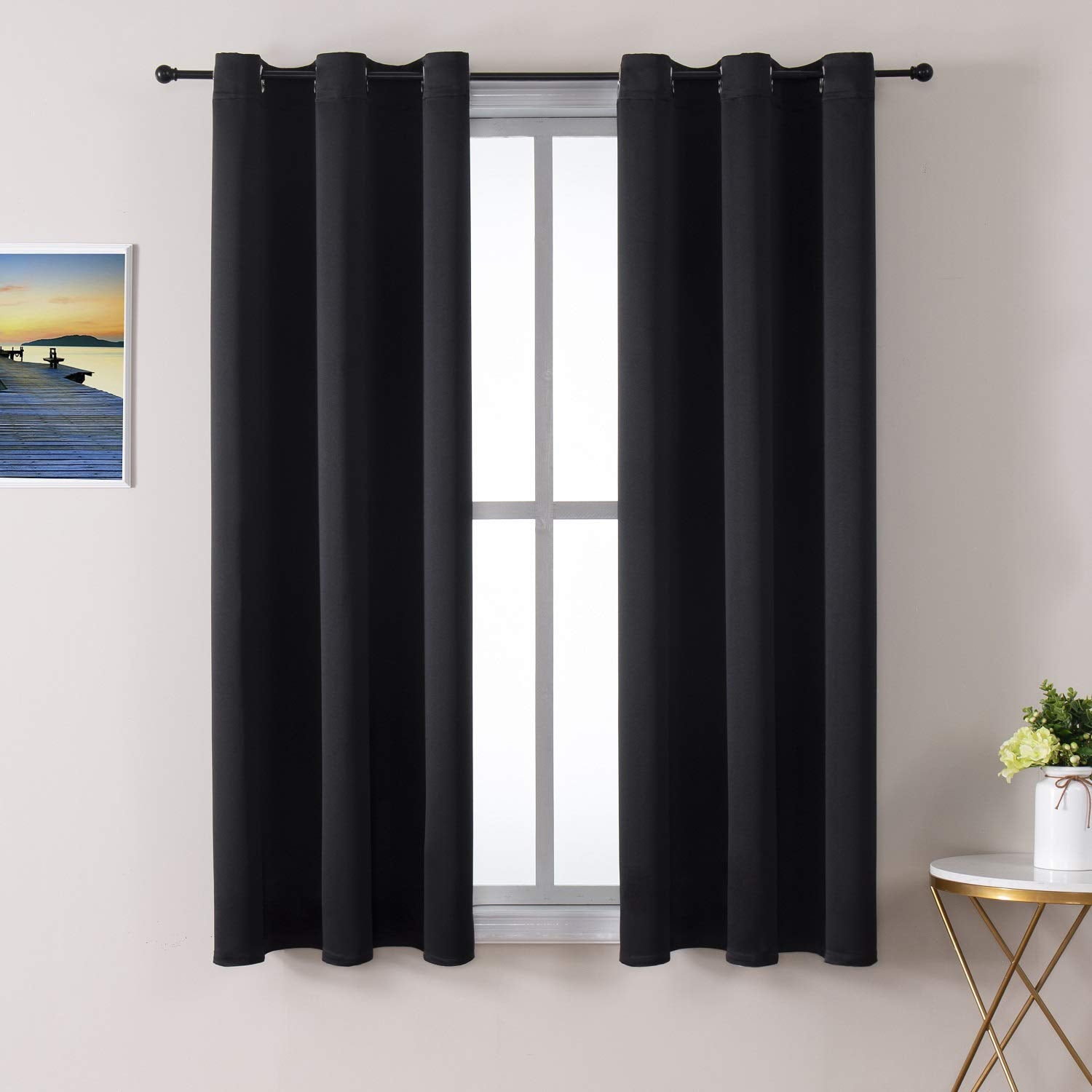 Grommet Blackout Curtains Set for Bedroom & Living Room