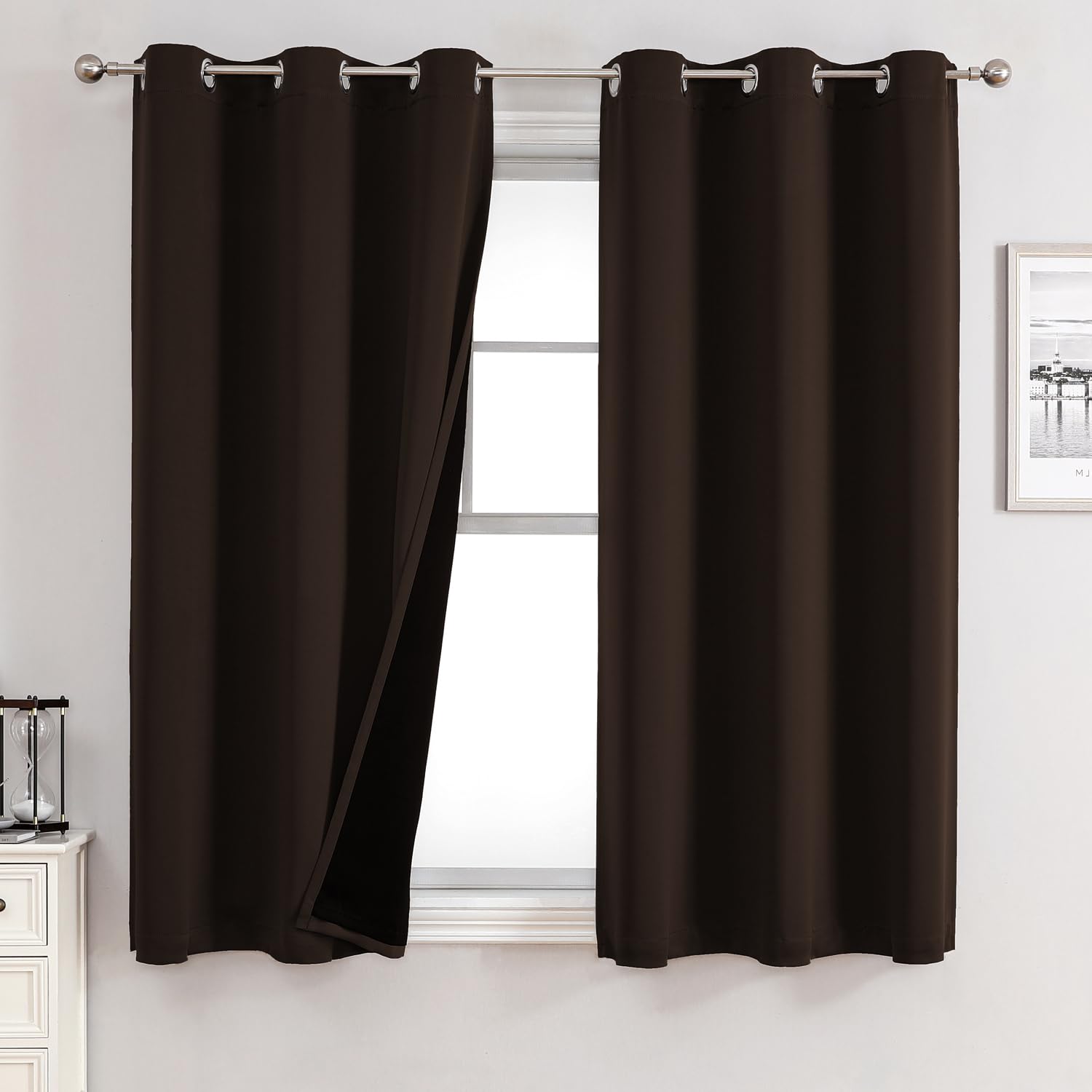 100% Blackout Thermal Insulated Grommet Curtains Set