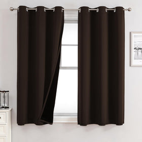 100% Blackout Thermal Insulated Grommet Curtains Set