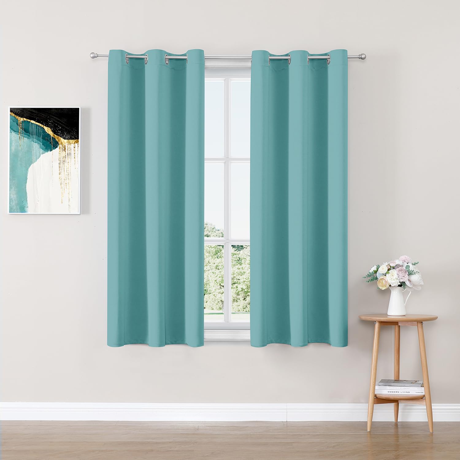 Grommet Blackout Curtains Set for Bedroom & Living Room