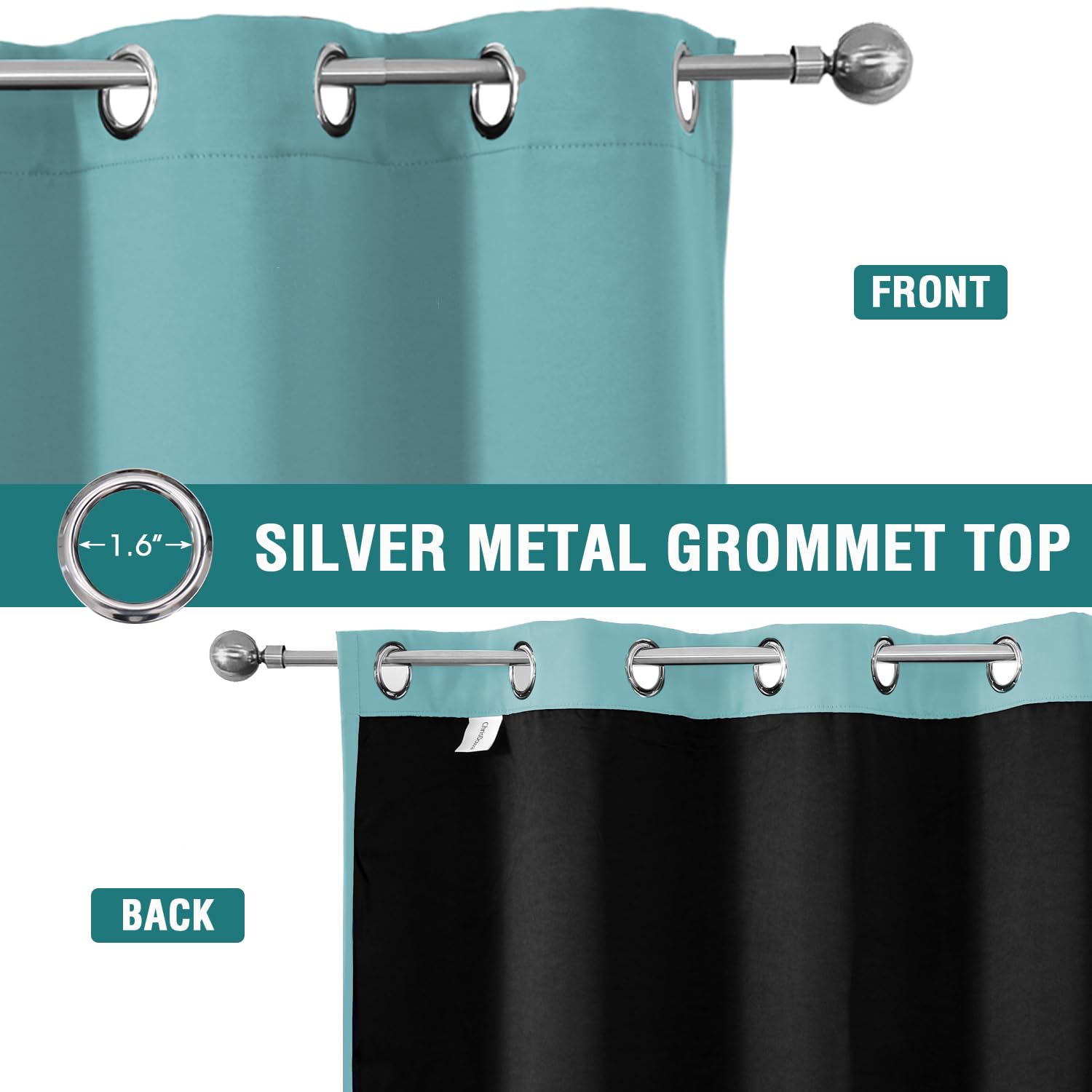 100% Blackout Thermal Insulated Grommet Curtains Set