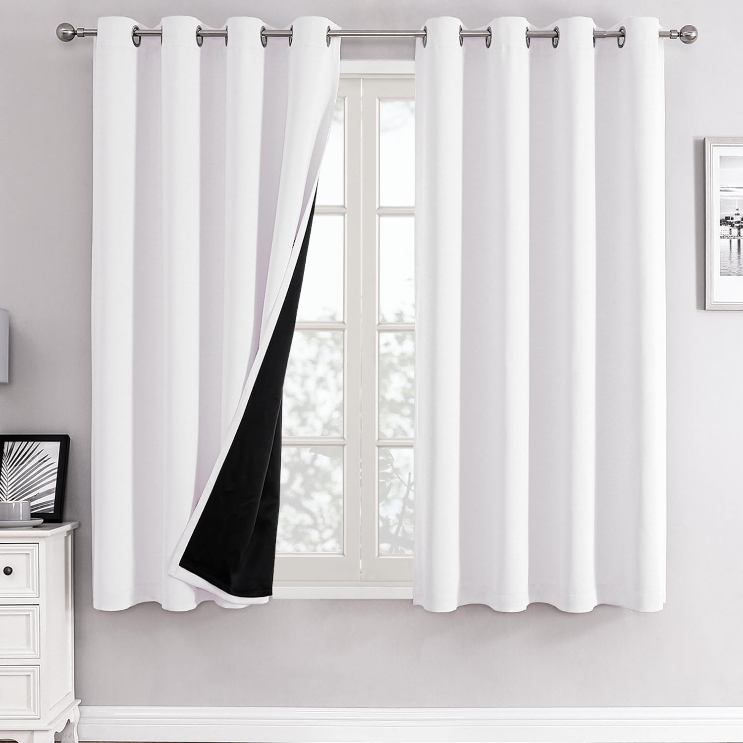 100% Blackout Thermal Insulated Grommet Curtains Set