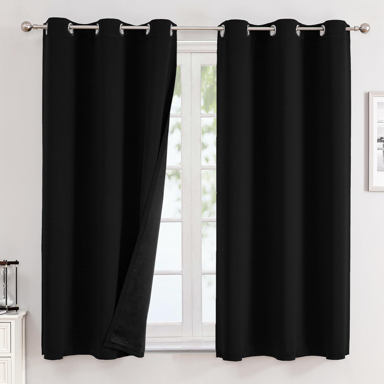 100% Blackout Thermal Insulated Grommet Curtains Set