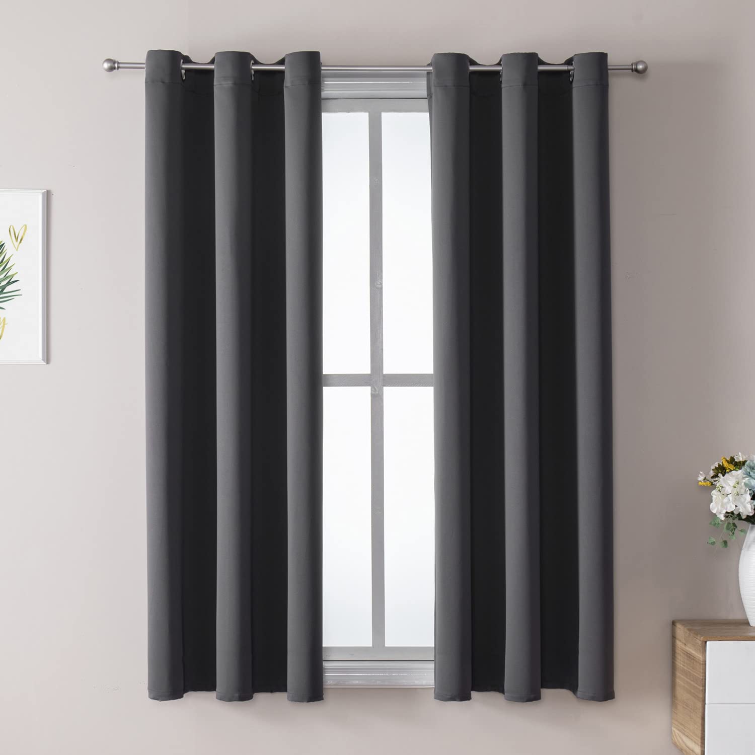 Grommet Blackout Curtains Set for Bedroom & Living Room