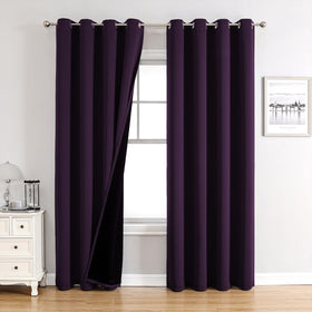 100% Blackout Thermal Insulated Grommet Curtains Set