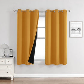 100% Blackout Thermal Insulated Grommet Curtains Set