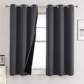 100% Blackout Thermal Insulated Grommet Curtains Set