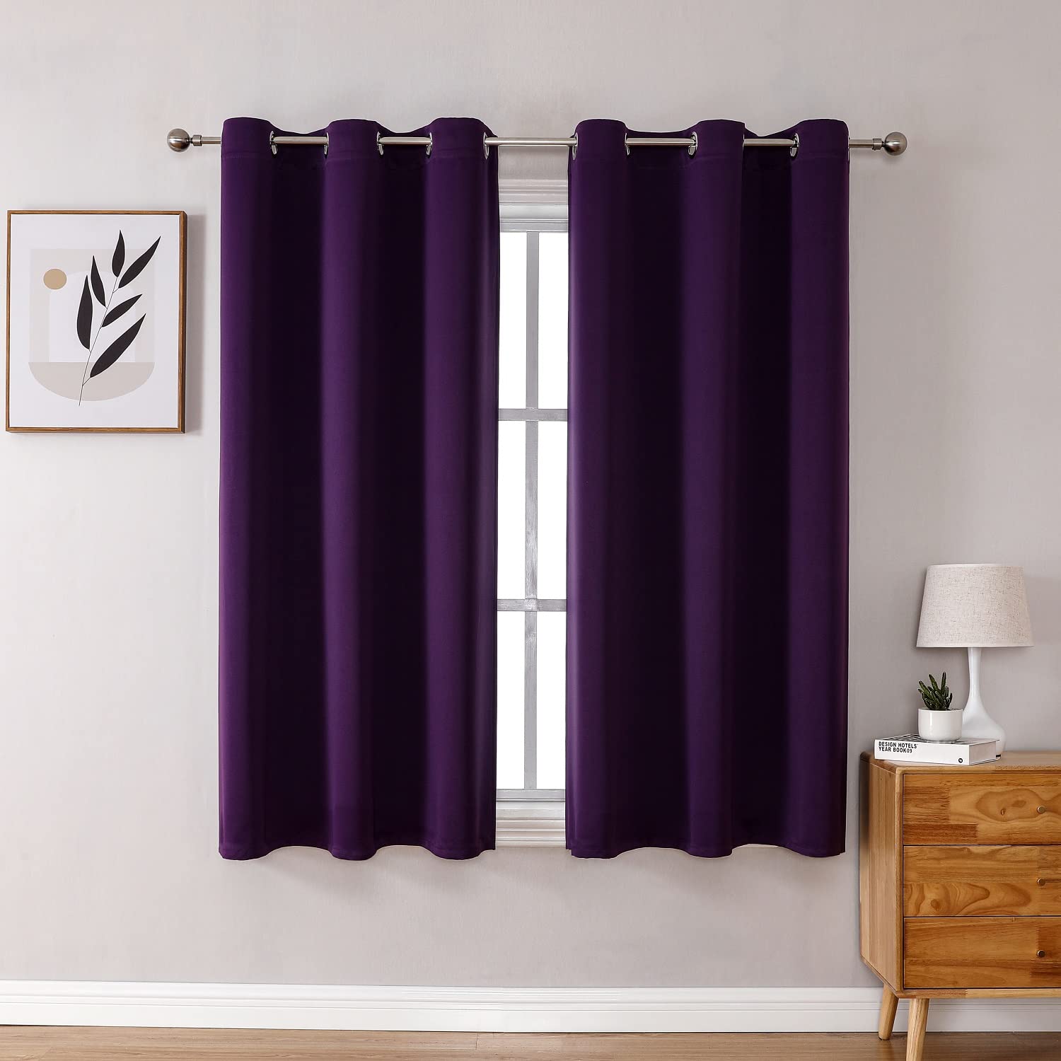 Grommet Blackout Curtains Set for Bedroom & Living Room