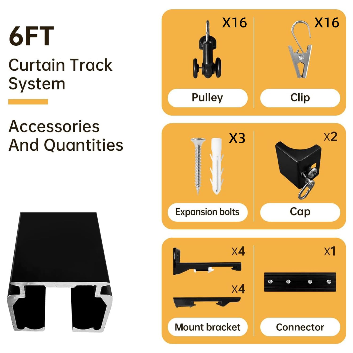 Ceiling Mount Curtain Track with Clips