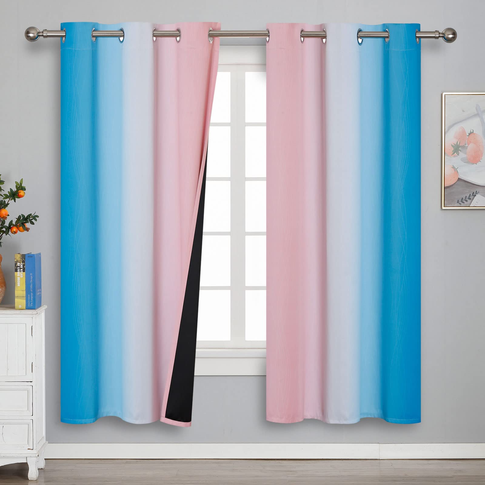 Estelar Textiler Ombre Blackout Curtains for Bedroom 2 Panels Set