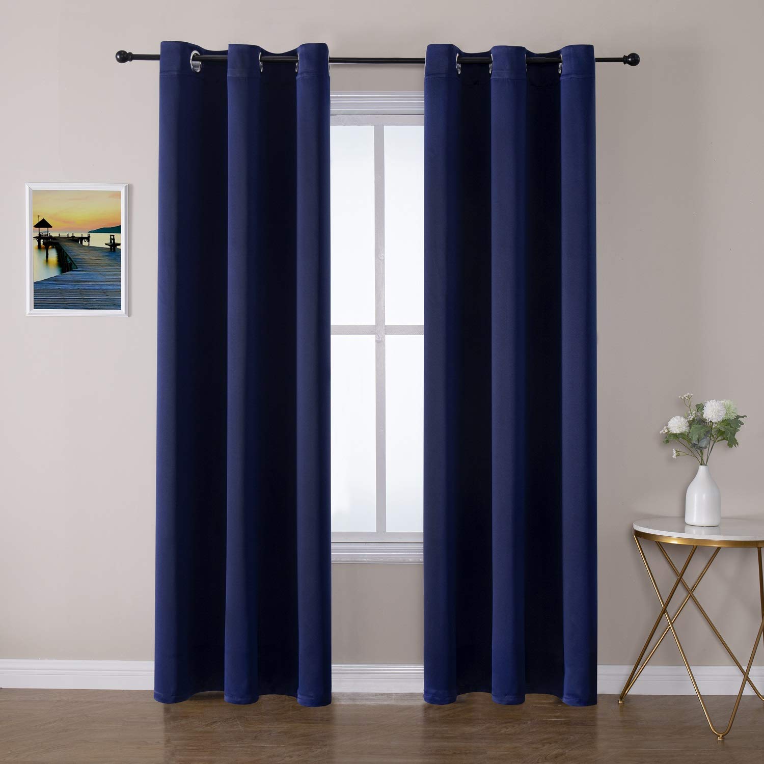 Grommet Blackout Curtains Set for Bedroom & Living Room