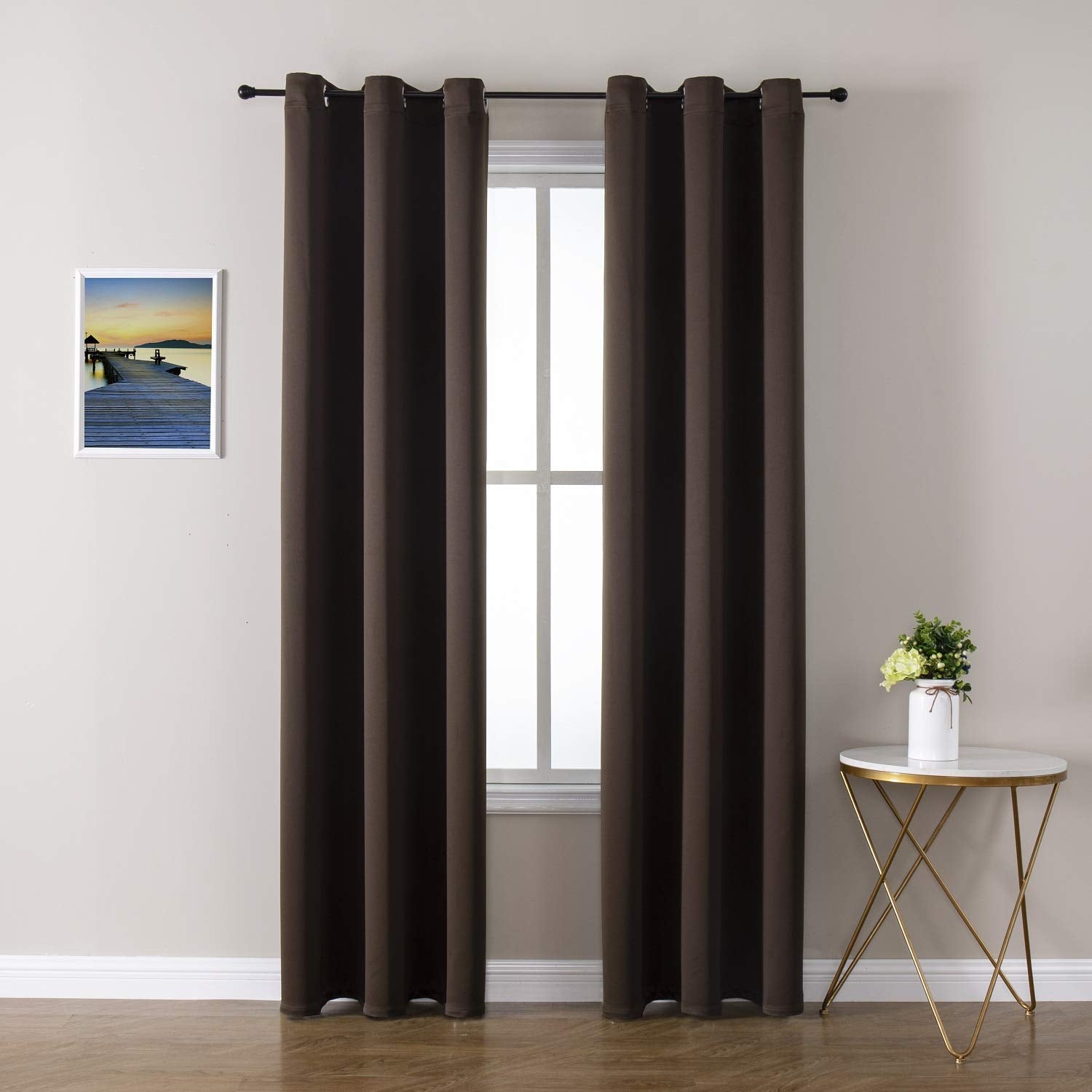 Grommet Blackout Curtains Set for Bedroom & Living Room