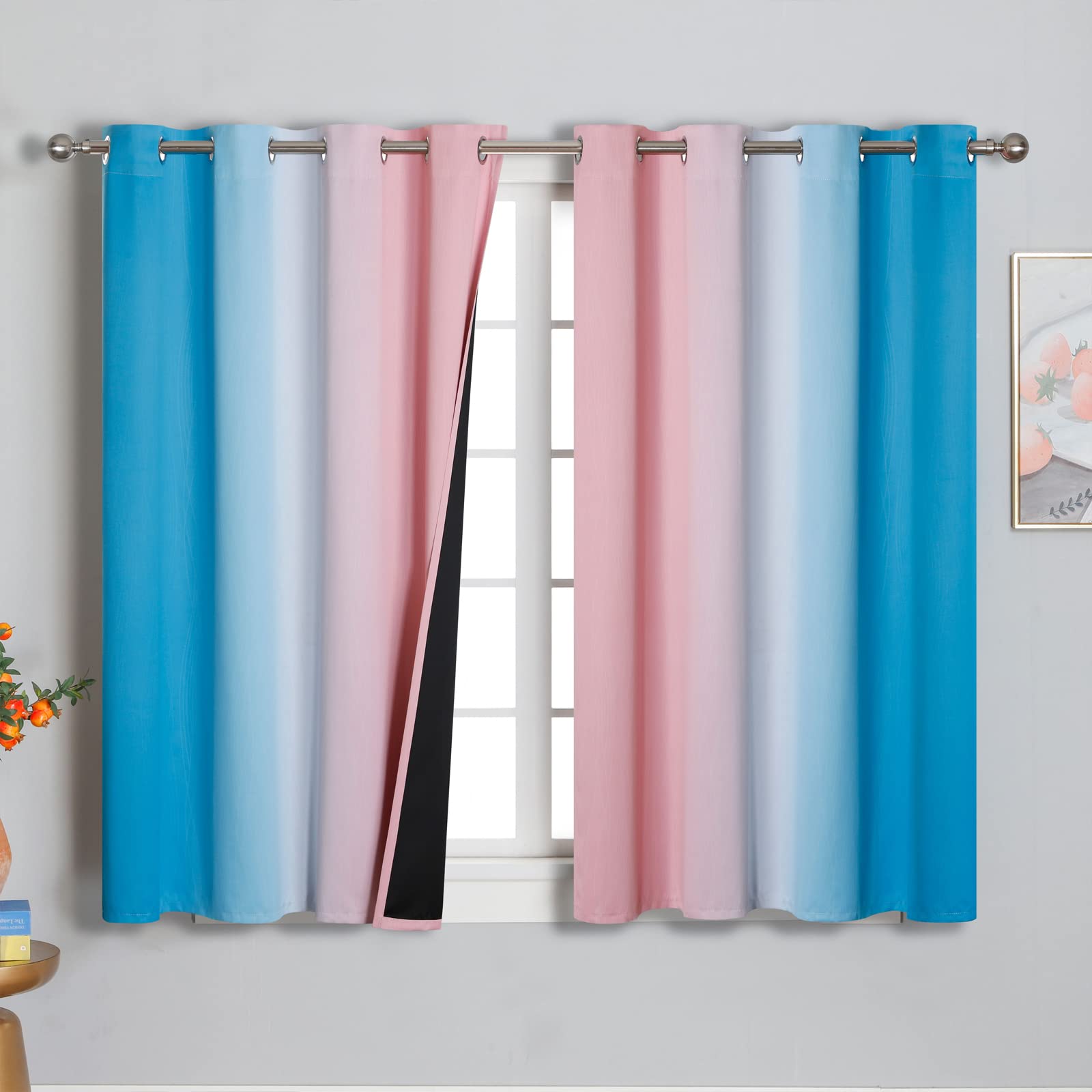 Estelar Textiler Ombre Blackout Curtains for Bedroom 2 Panels Set
