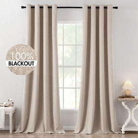 100% Blackout Linen Curtains for Bedroom & Living Room