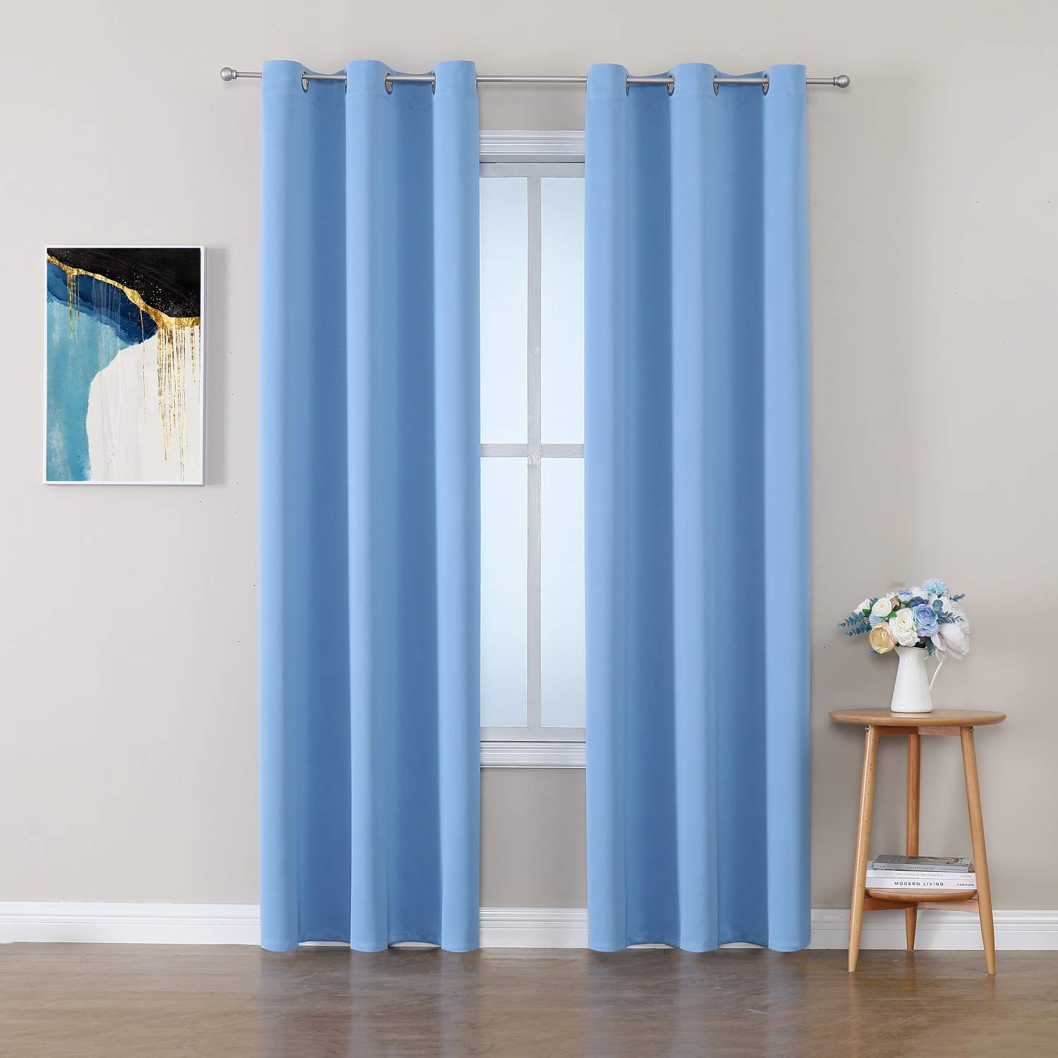 Grommet Blackout Curtains Set for Bedroom & Living Room
