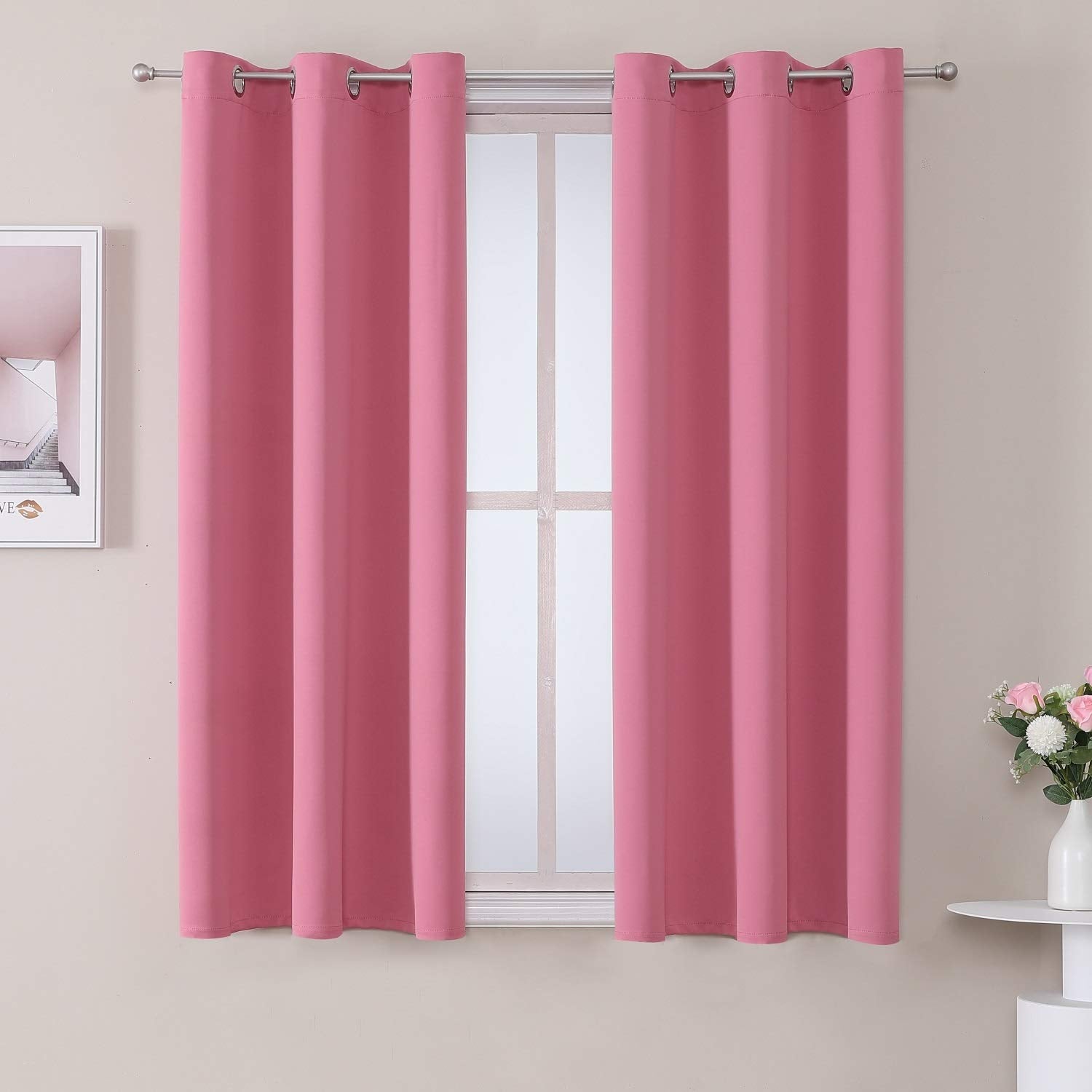 Grommet Blackout Curtains Set for Bedroom & Living Room