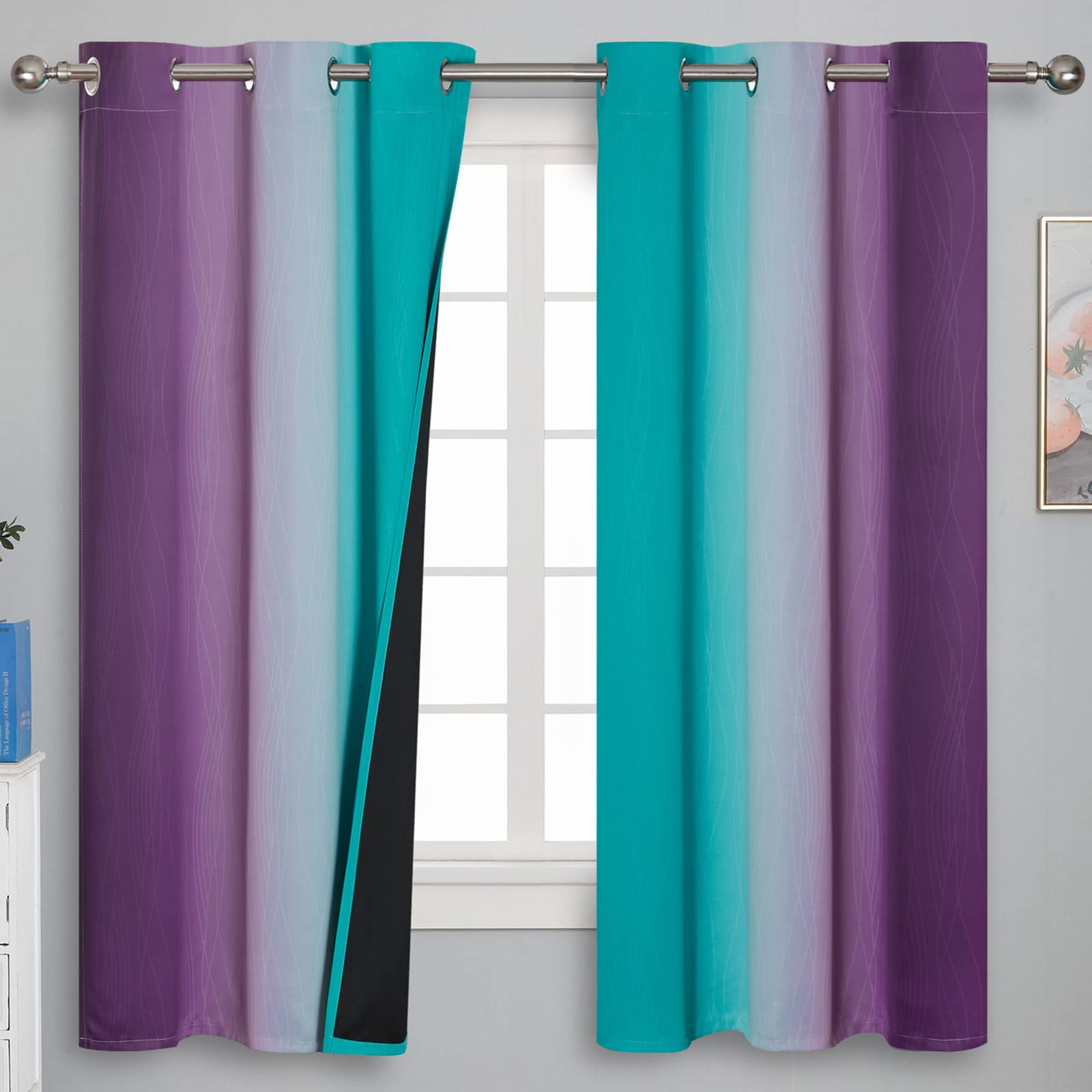 Estelar Textiler Ombre Blackout Curtains for Bedroom 2 Panels Set
