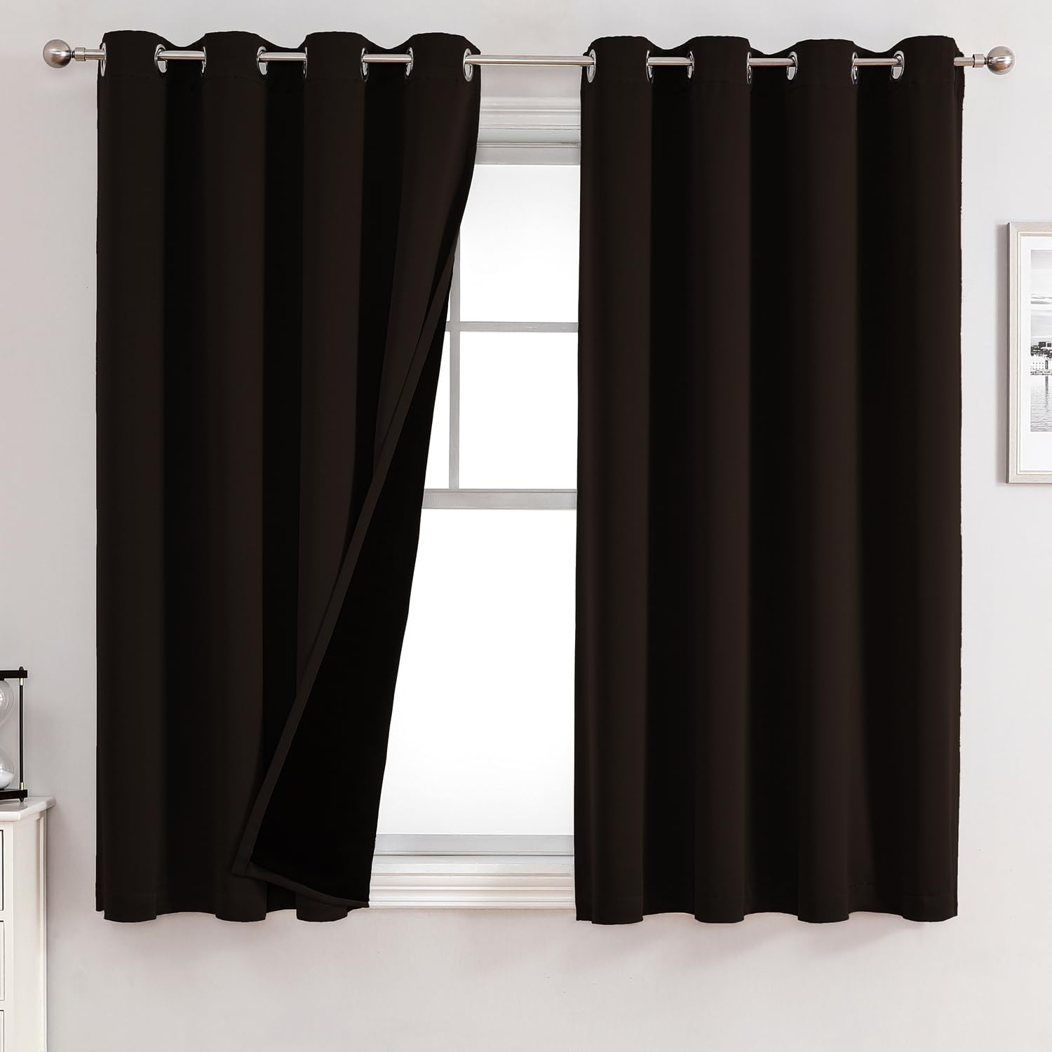 100% Blackout Thermal Insulated Grommet Curtains Set