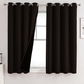 100% Blackout Thermal Insulated Grommet Curtains Set