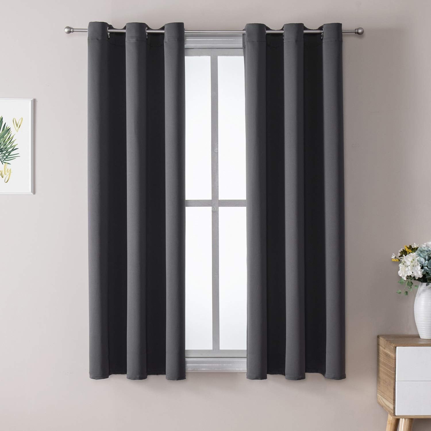 Grommet Blackout Curtains Set for Bedroom & Living Room