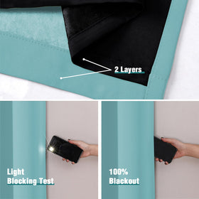 100% Blackout Thermal Insulated Grommet Curtains Set