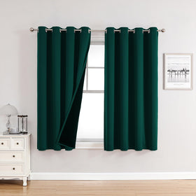 100% Blackout Thermal Insulated Grommet Curtains Set