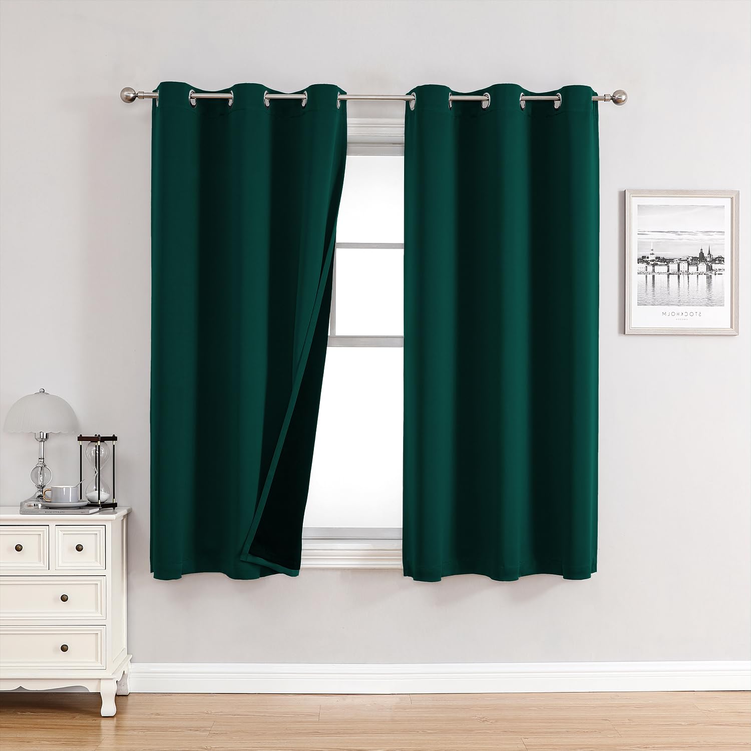 100% Blackout Thermal Insulated Grommet Curtains Set