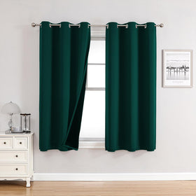 100% Blackout Thermal Insulated Grommet Curtains Set