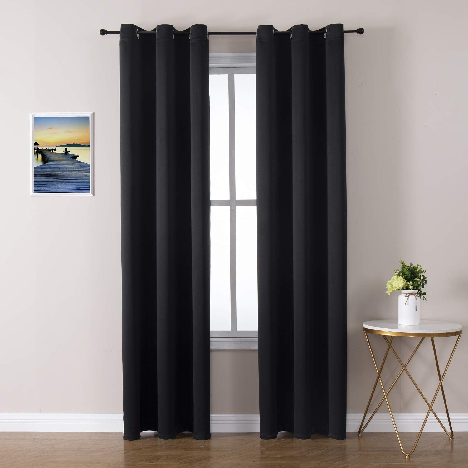 Grommet Blackout Curtains Set for Bedroom & Living Room