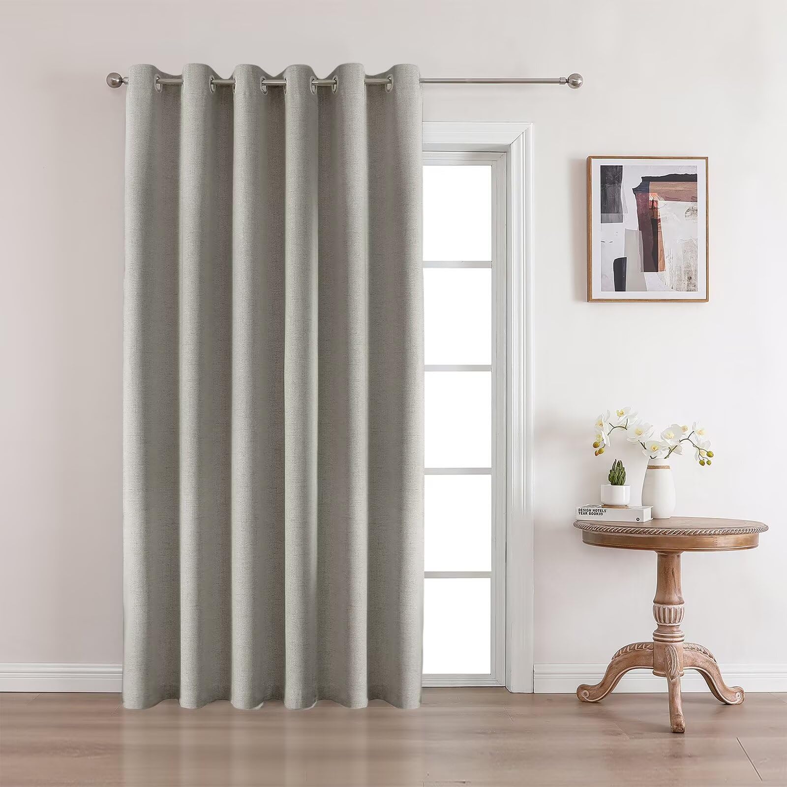 Full Blackout Faux Linen Grommet Curtains
