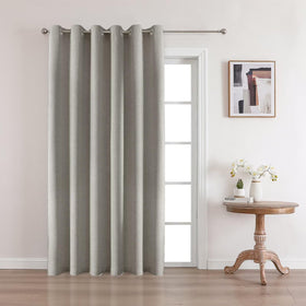 Full Blackout Faux Linen Grommet Curtains
