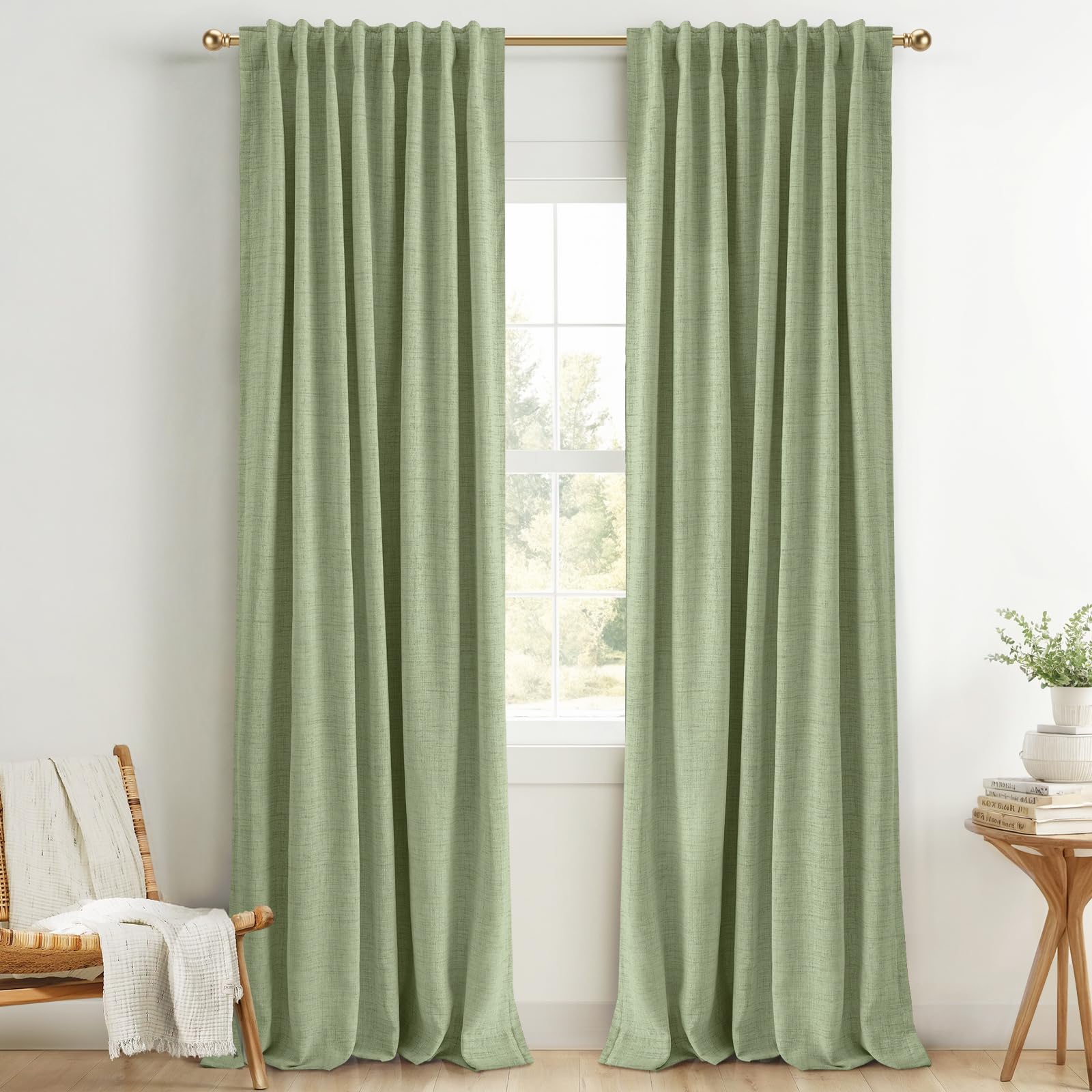 100% Blackout Linen Curtains for Bedroom