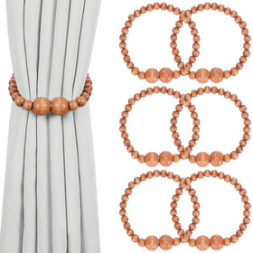 Boho Wood Bead Magnetic Curtain Tiebacks