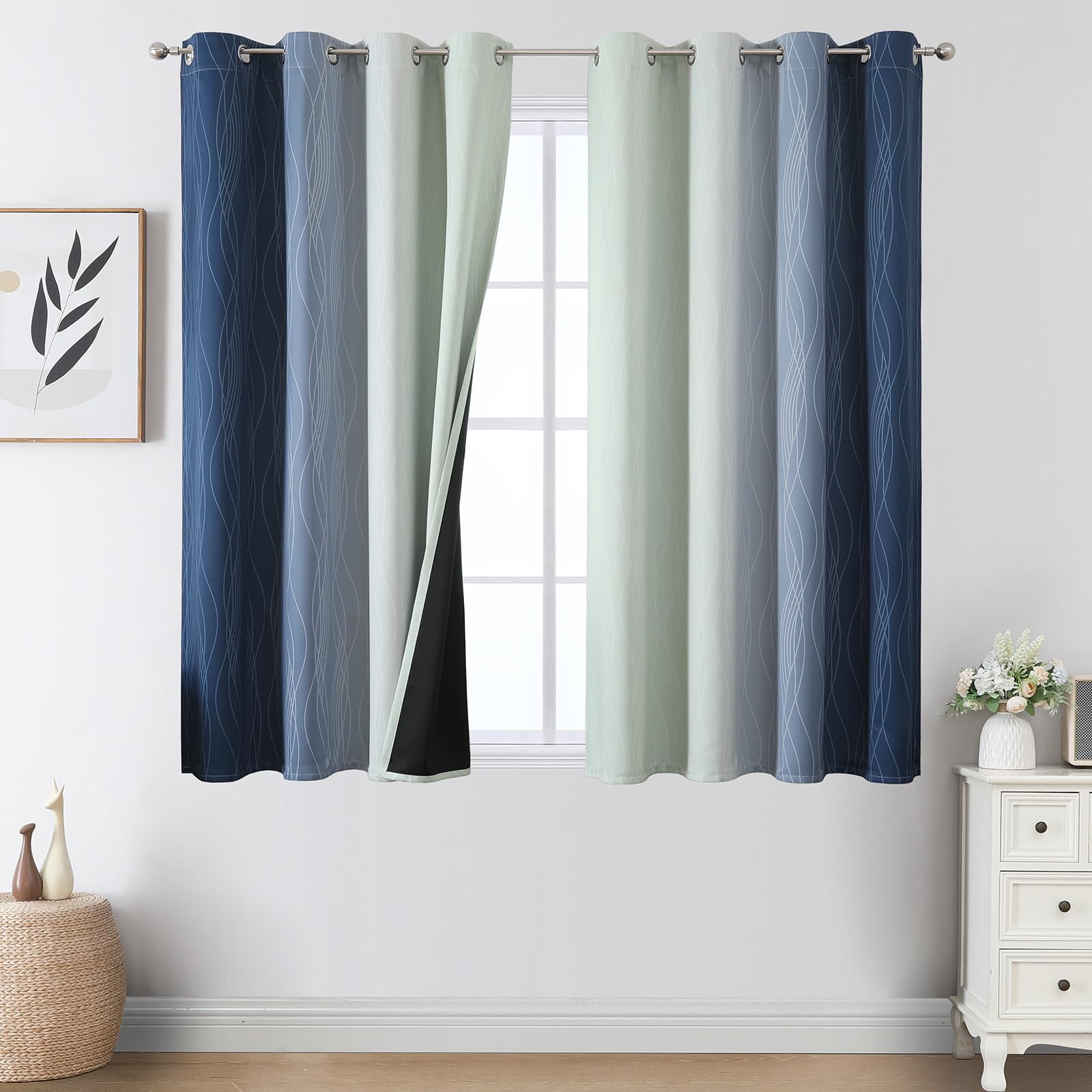 Estelar Textiler Ombre Blackout Curtains for Bedroom 2 Panels Set