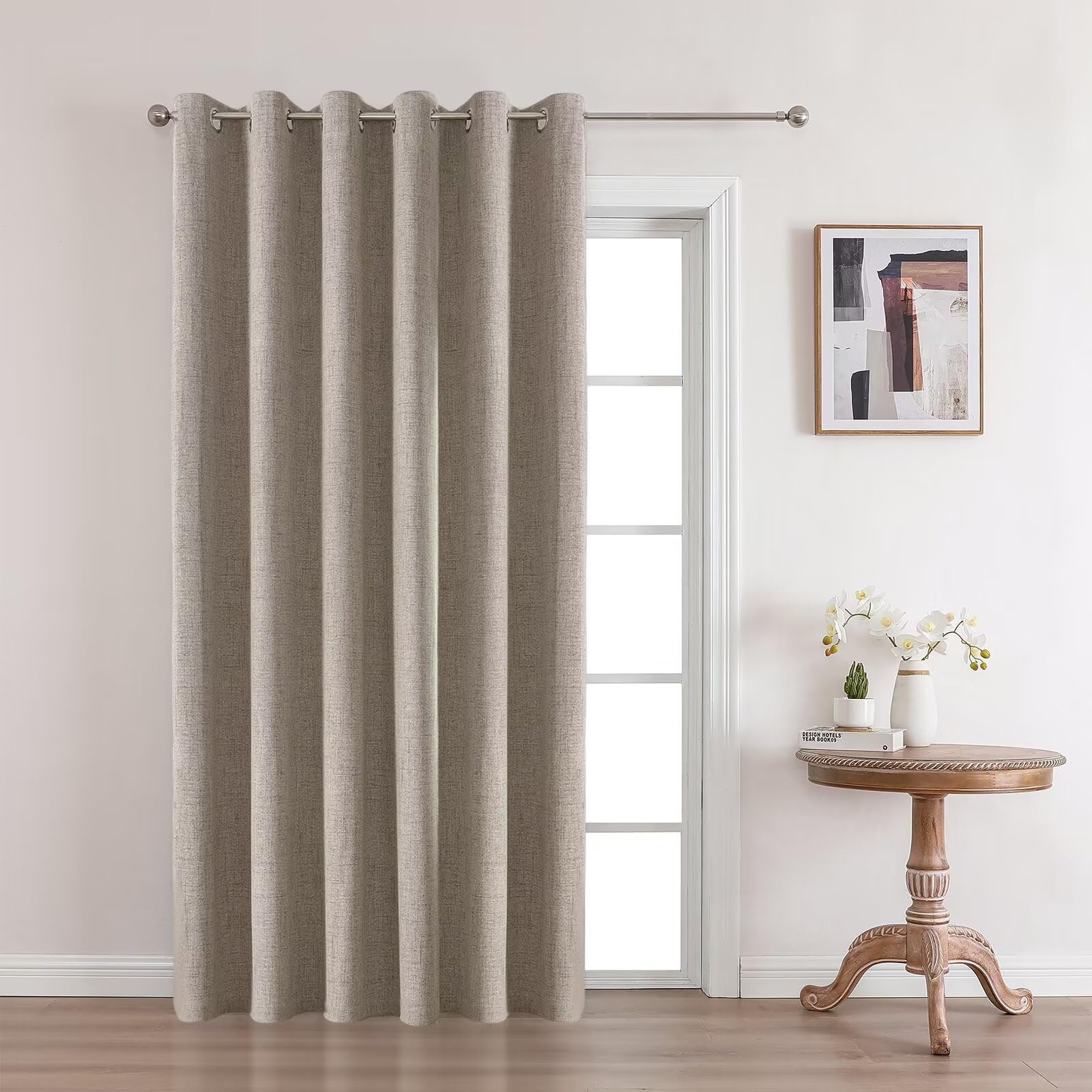 Joydeco 52 Inch Wide Bedroom 100% Faxu Linen Textured Privacy Curtains