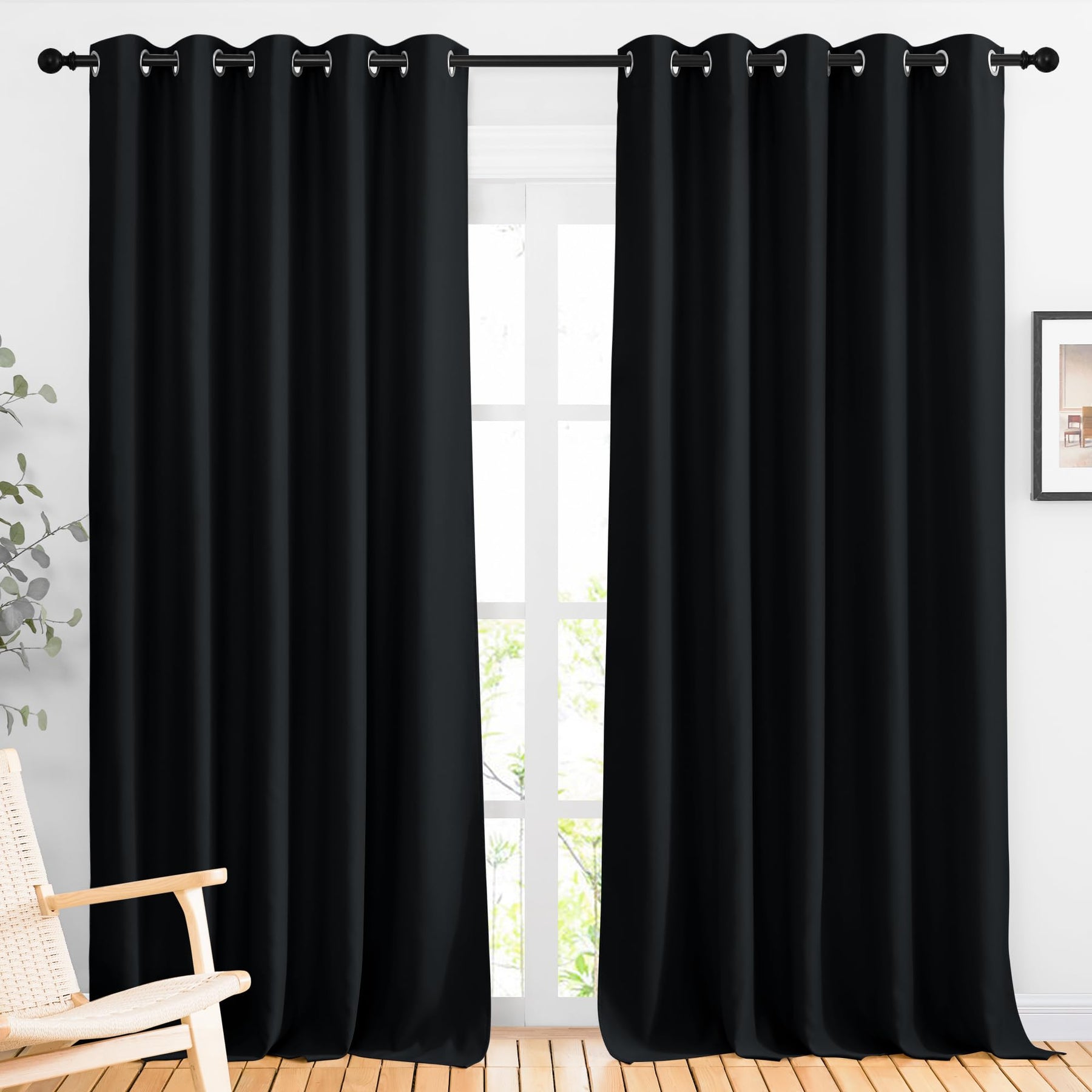 Grommet Blackout Curtains Set for Windows