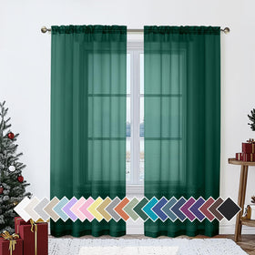 Airy Sheer Voile Curtains Set for Living Room & Bedroom