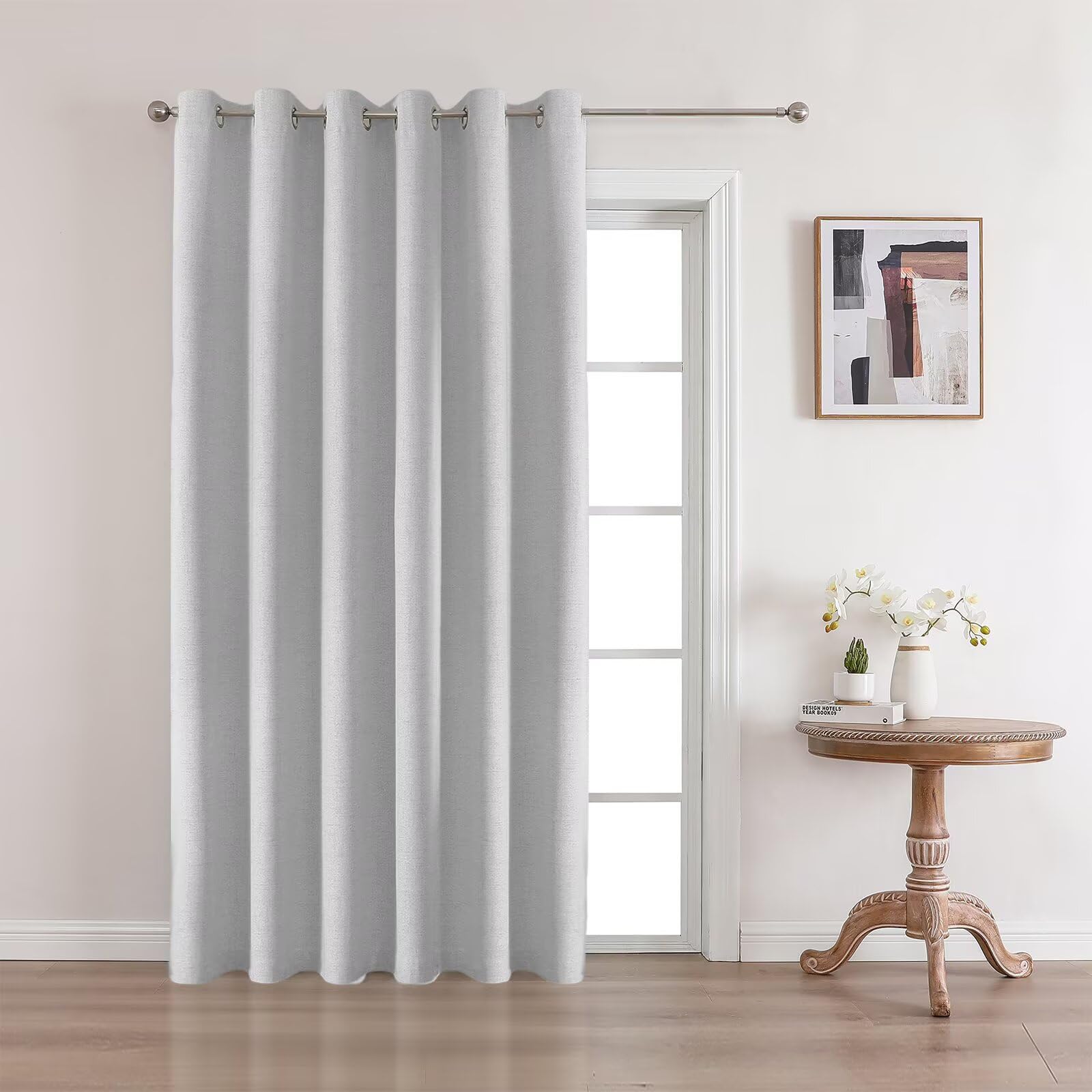 Full Blackout Faux Linen Grommet Curtains