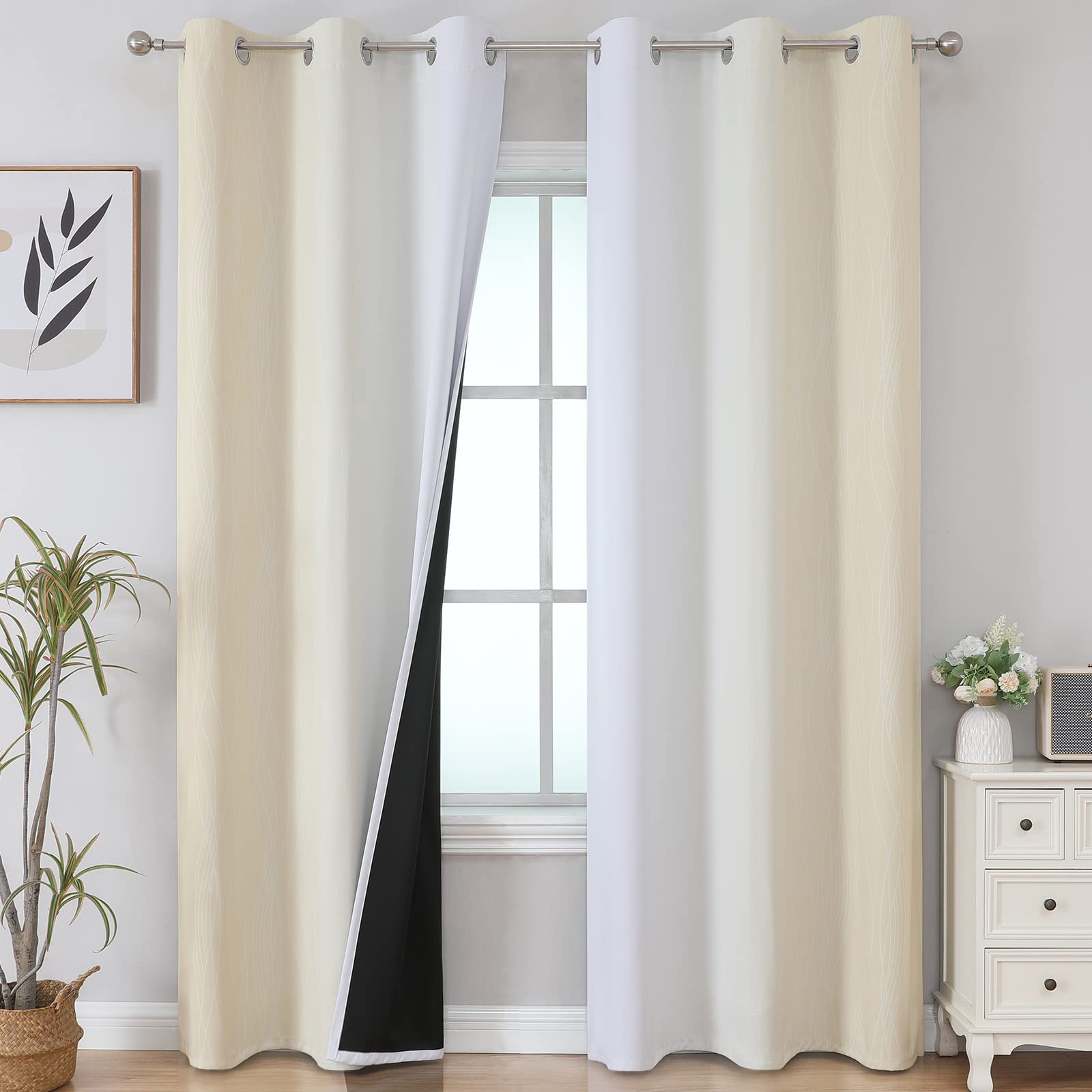 Estelar Textiler Ombre Blackout Curtains for Bedroom 2 Panels Set