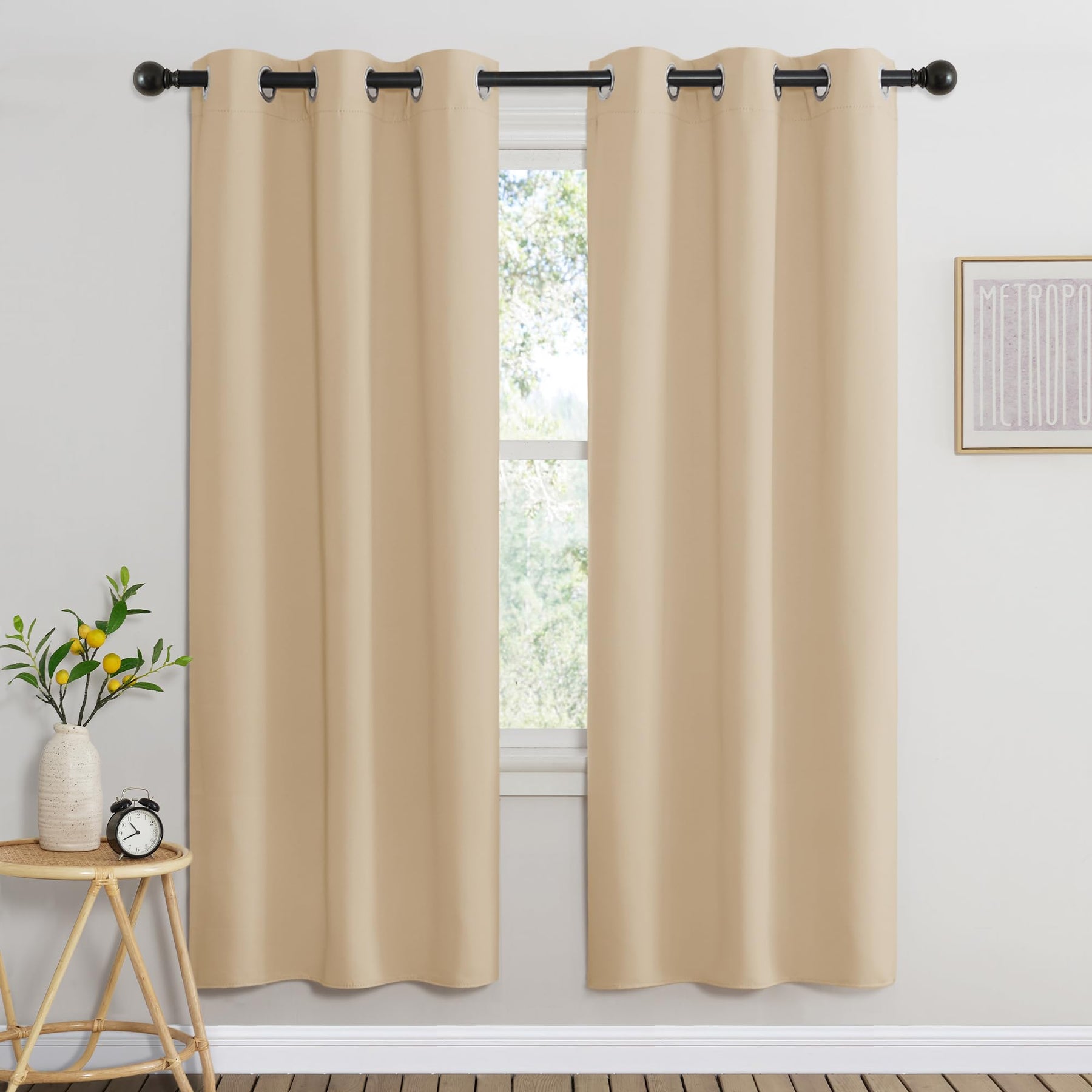 Grommet Blackout Curtains Set for Windows