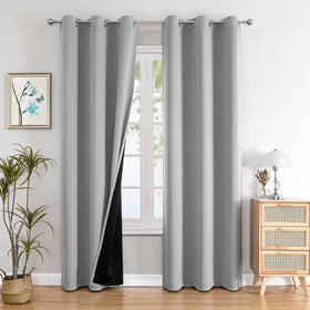 100% Blackout Thermal Insulated Grommet Curtains Set