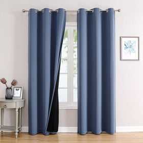 100% Blackout Thermal Insulated Grommet Curtains Set